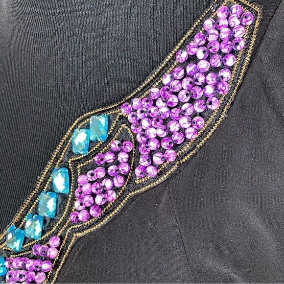 Calessa vneck short sleeve flowy mini dress with beads & jewels NWT sz S - Picture 6 of 11